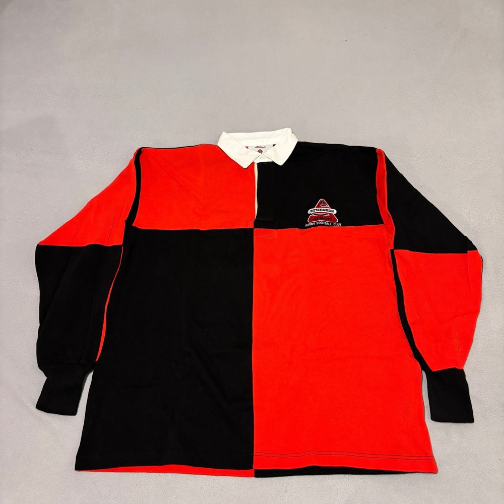 Barbarian Mens Rugby Shirt XL Red Black Colorblock Casual Preppy Fall NWT Canada